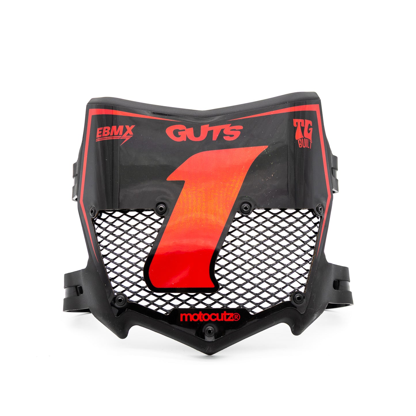 MOTOCUTZ VENTED FRONT NUMBER PLATE PREMADE - CHROME/GLOSS #1 RED
