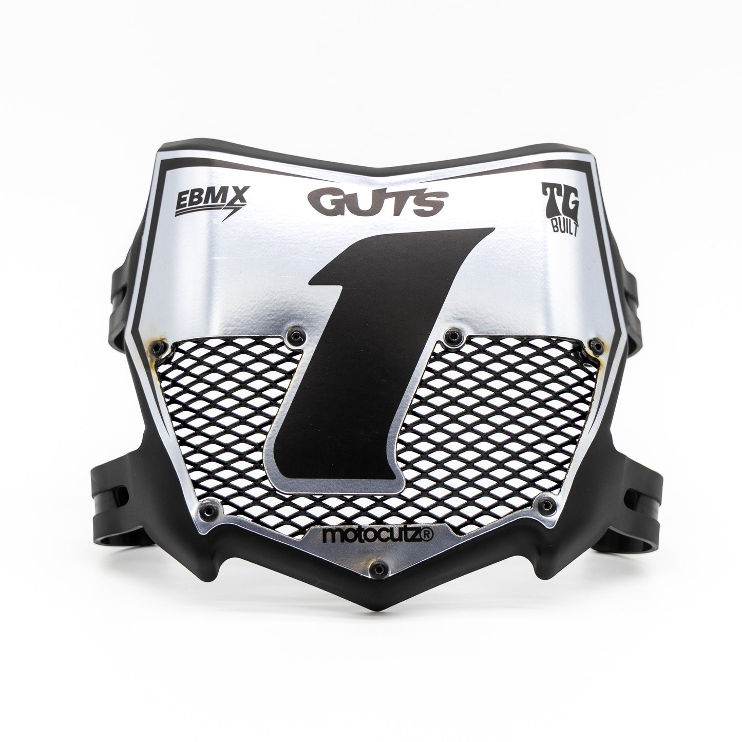 MOTOCUTZ VENTED FRONT NUMBER PLATE PREMADE - CHROME/MATTE #1