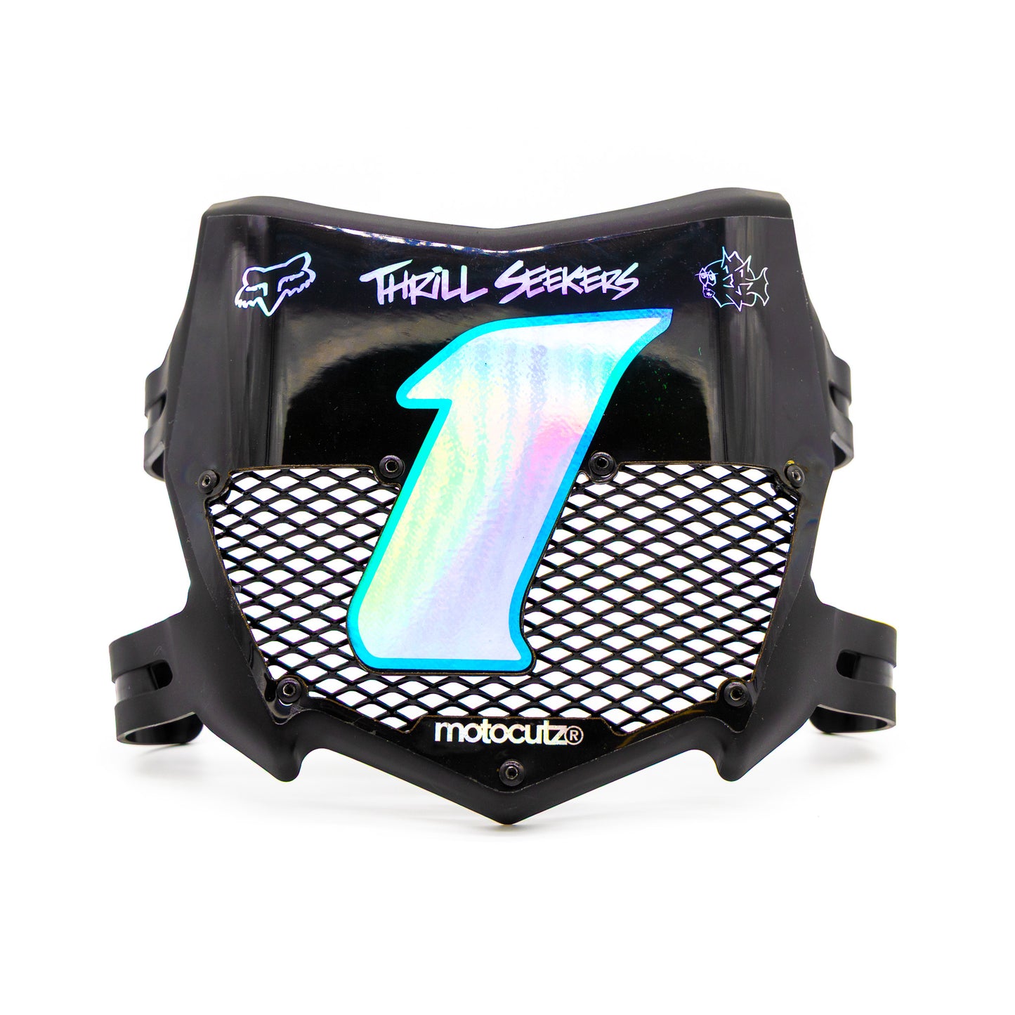 MOTOCUTZ VENTED FRONT NUMBER PLATE PREMADE - HOLOGRAM/GLOSS #1