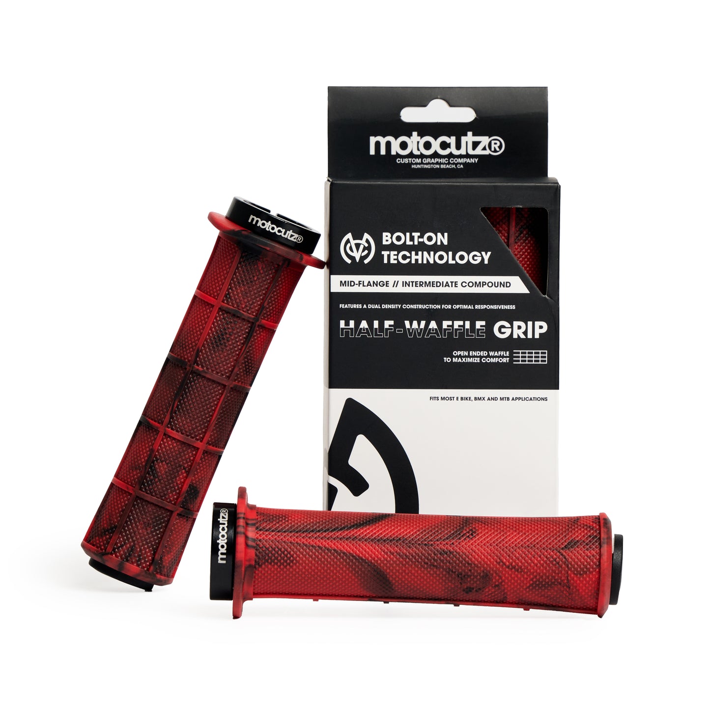 Mid Flange Bolt-On Grips Red Dye